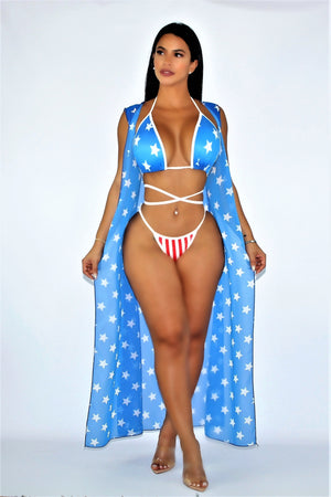 American Stars Bikini Set And Cover Up