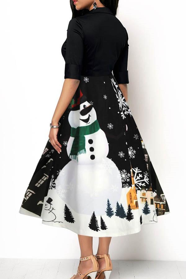 Snowman And Christmas Small / Black Trending