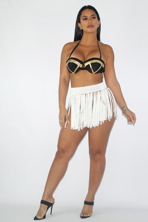 Dancing Skirt (Black) One Size / White Cover Ups