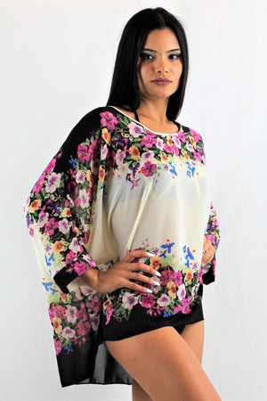 Flower Life Blouse Small / Floral Cover Ups