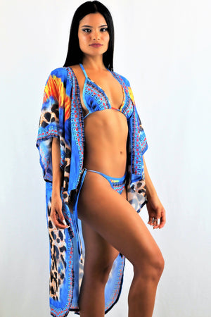Cuban Bikini Set And Cover Up Small / Blue