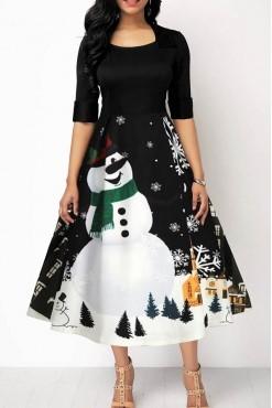 Snowman And Christmas Small / Black Trending